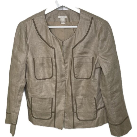 J. Crew Women’s 100% Linen Blazer Khaki 6 Small - Picture 2 of 8